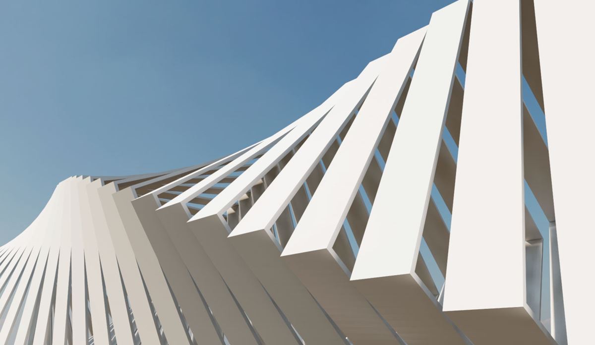 Modern white architecture upward