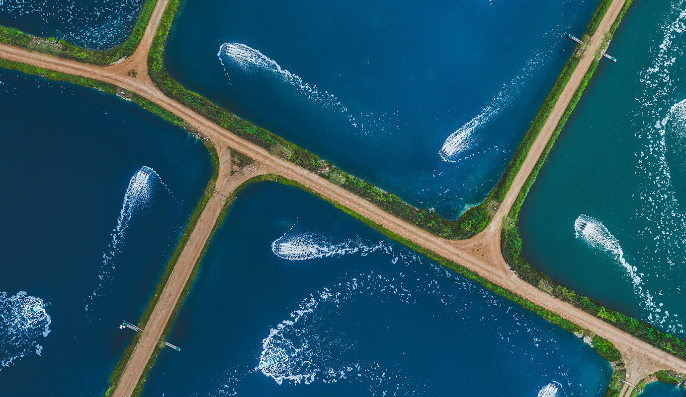 Aerial aquaculture ponds