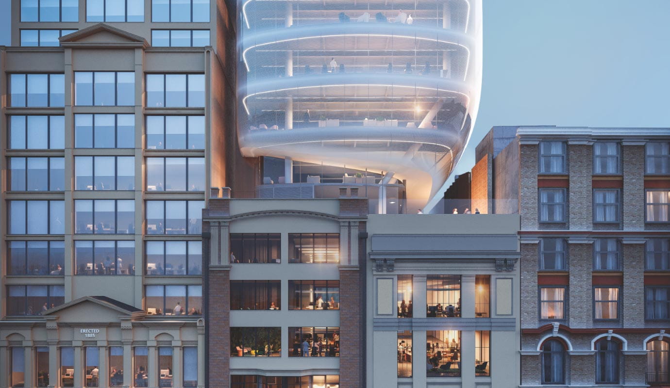 artistic rendering of new office building