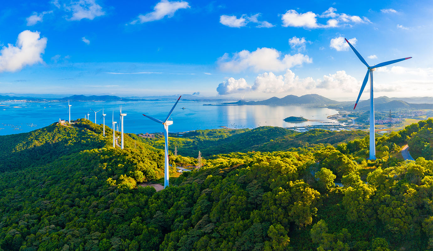 Windmill sky and greenery