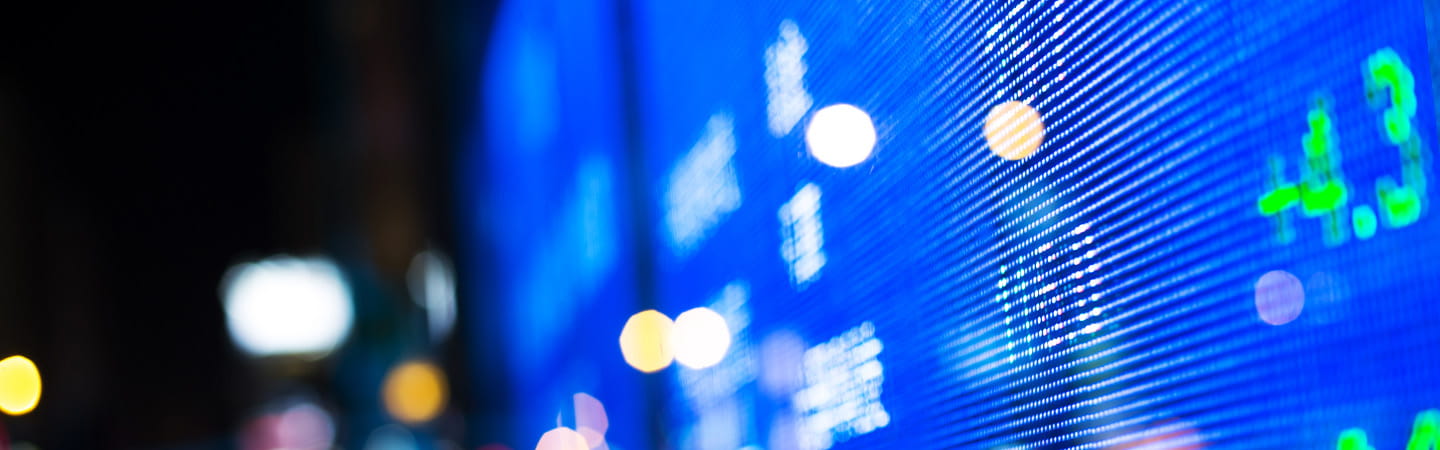 Monitor screen with digits in focus