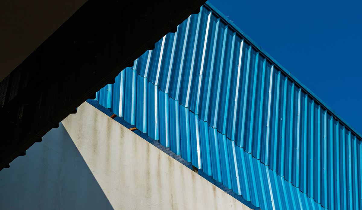 Blue metal facade