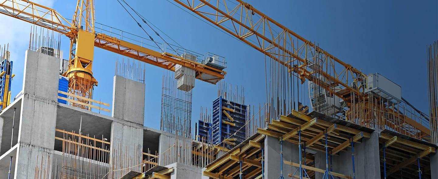 Tower sky cranes at a construction site